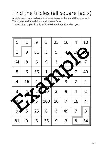 Flexible Fluency S1: Activity sheets for squares and square roots. One teacher licence.
