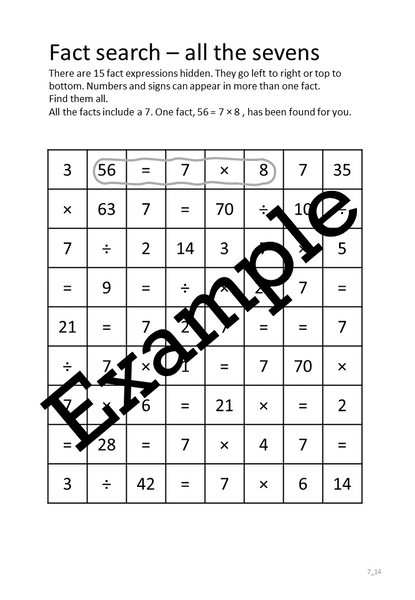 Flexible Fluency M7: Activity sheets for 7 times table. One teacher licence.