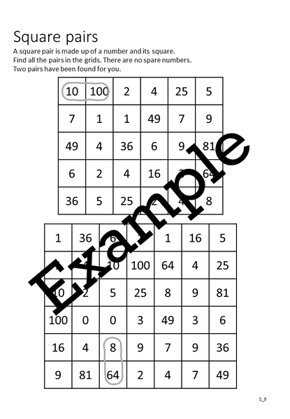 Flexible Fluency S1: Activity sheets for squares and square roots. One teacher licence.