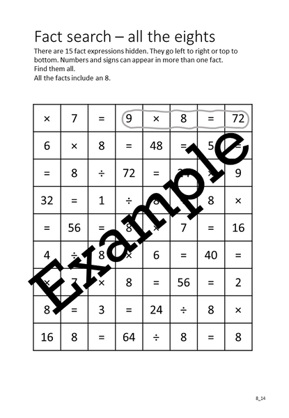 Flexible Fluency M8: Activity sheets for 8 times table. One teacher licence.